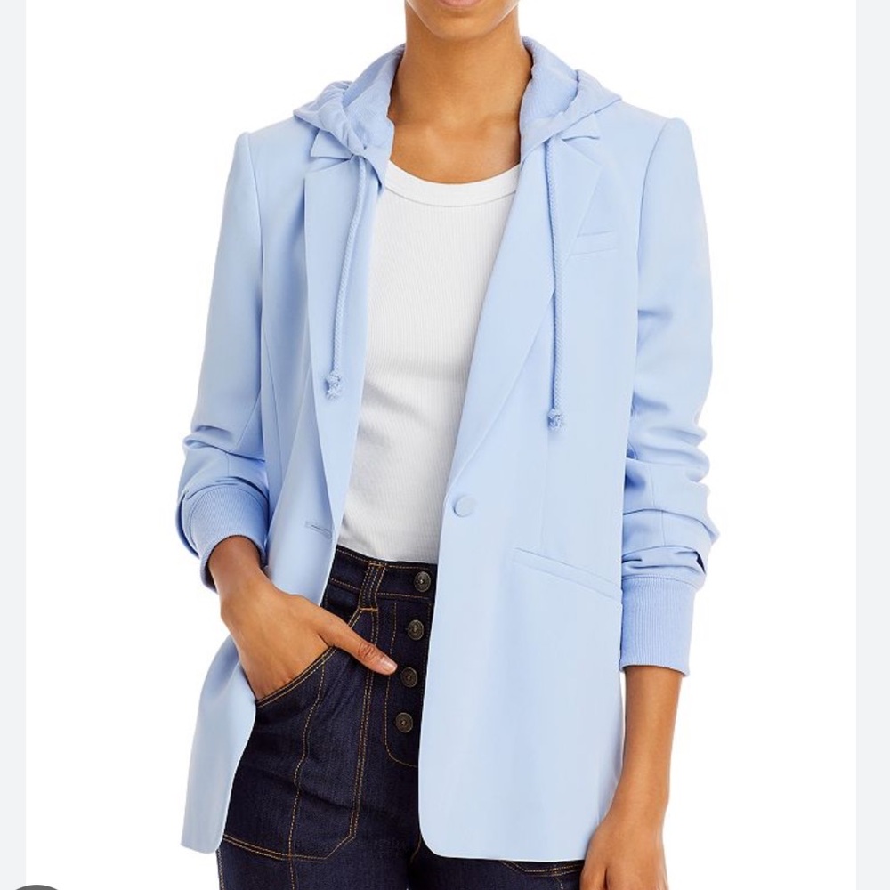 NWT CINQ A SEPT KHLOE ICICLE BLUE HOODED BLAZER JACKET 4